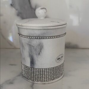 NEW Bella Lux Elegant Faux Marble Canister with Rhinestone Accents